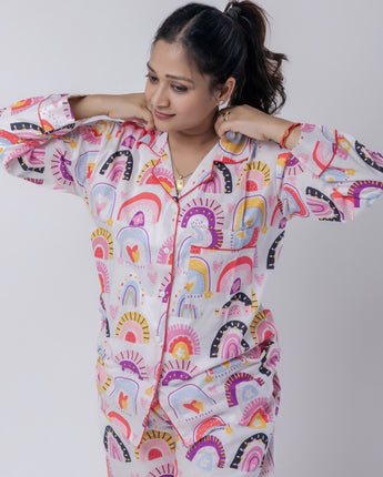 Over The Rainbow| Adult Nightsuit Set| Pure Cotton