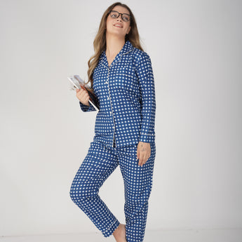 Blue Checkerboard Adults Pyjama Set