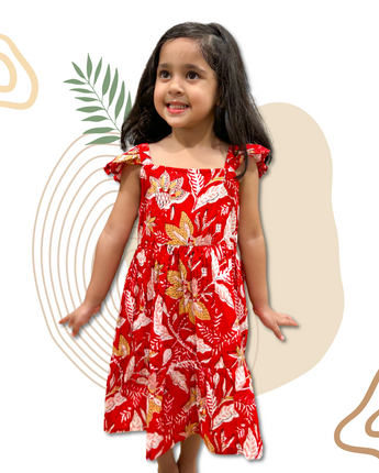 Red Floral Firework| Family Twinning (Baby Girl): Match in Style! | Pure Cotton