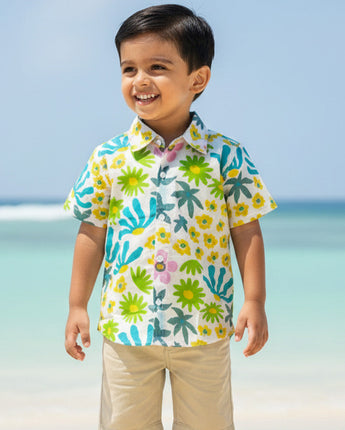 Blue Floral Shirt for Boys | Pure Cotton