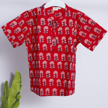 Load image into Gallery viewer, Cotton Boys Kurta Shirt Red Boota
