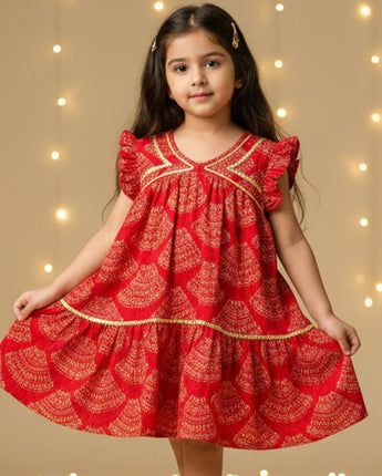 Red Bandhani dress for Girl | Pure Cotton