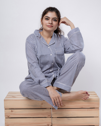 Classy Strips| Adult Nightsuit Set| Pure Cotton