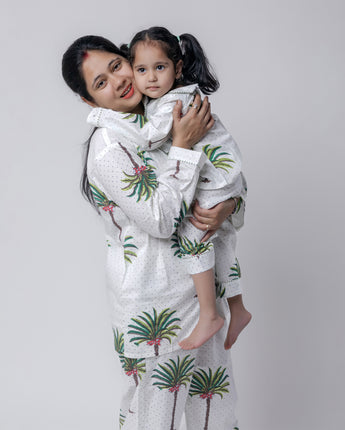Tropical Dreams Twinning Nightsuit Set| Pure Cotton