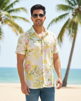 Weekends Shirt for Men| Yellow Flamingos| Pure Cotton
