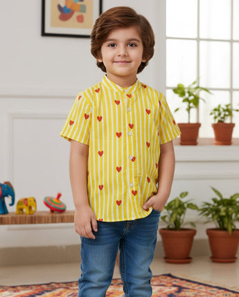 Yellow Heart Shirt for Boys | Pure Cotton