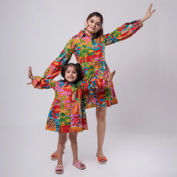 Cotton Birthday Party Twinning Dresses for Moms & Kids: Match in Style!