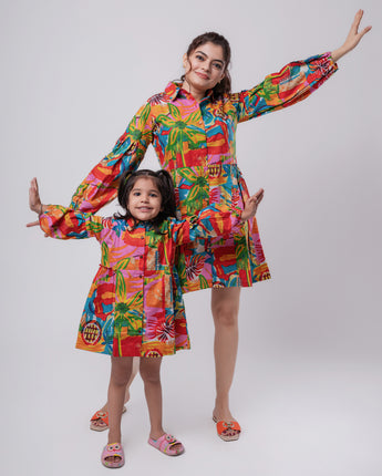 Cotton Birthday Party Twinning Dresses for Moms & Kids: Match in Style!