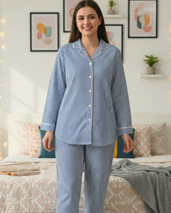 Classy Strips| Adult Nightsuit Set| Pure Cotton