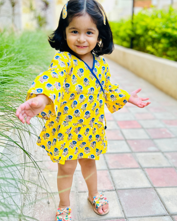 Cotton Girls Frock Yellow Boota