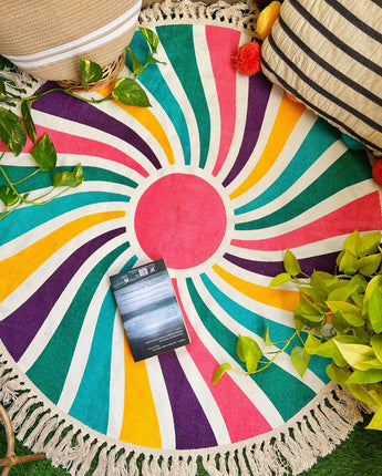 Round Boho Rug & Meditation Mat - Rainbow
