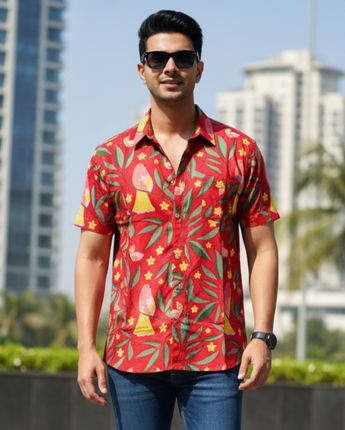 Holiday Shirt for Men| Red Bird| Pure Cotton