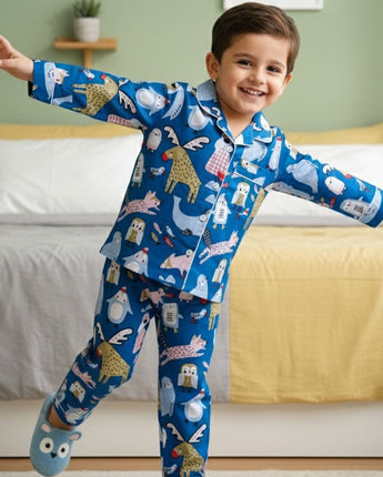 Blue Jungle | Kids Night suit Set |Pure Cotton