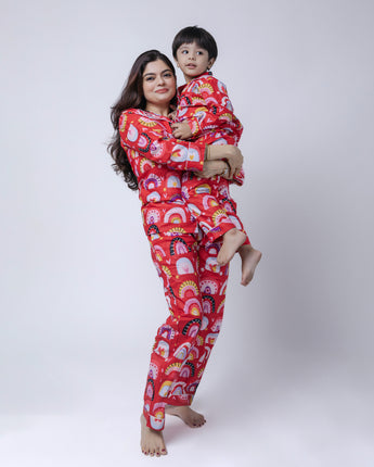 Holiday Mood Twinning Nightsuit Set| Pure Cotton