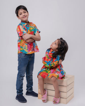 Cotton Birthday party sibling twinning outfits