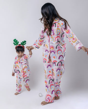 Over The Rainbow Twinning Nightsuit Set| Pure Cotton