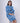 Cotton Women Shirt Dress Flower Power Blue