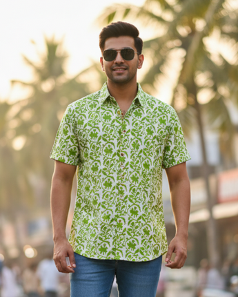 Tropical Shirt for Men| Green Forest | Pure Cotton