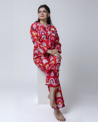 Holiday Mood | Adult Nightsuit Set| Pure Cotton