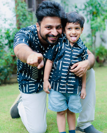 Cotton Party Wave Twinning Shirts for Father & Son: Match in Style!