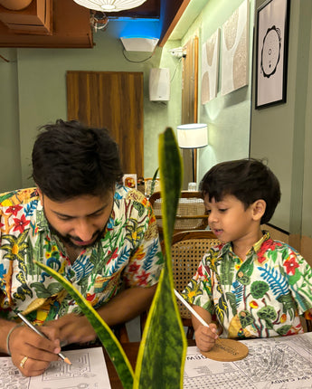 Adorable Cotton Jungle Safari Twinning Shirts for Father & Son: Match in Style!