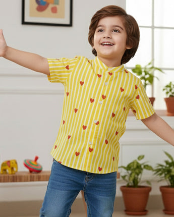 Yellow Heart Shirt for Boys | Pure Cotton