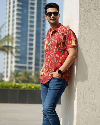 Holiday Shirt for Men| Red Bird| Pure Cotton