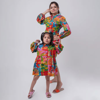 Cotton Birthday Party Twinning Dresses for Moms & Kids: Match in Style!