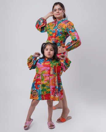 Cotton Birthday Party Twinning Dresses for Moms & Kids: Match in Style!