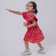 Load image into Gallery viewer, Cotton Girls Frock Red Boota
