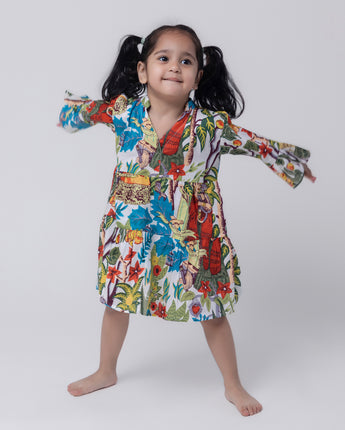 Cotton Girls Kids Dress Jungle Safari