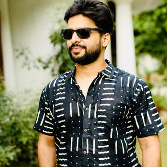 Party Shirt for Men | Black Party Waves | Pure Cotton