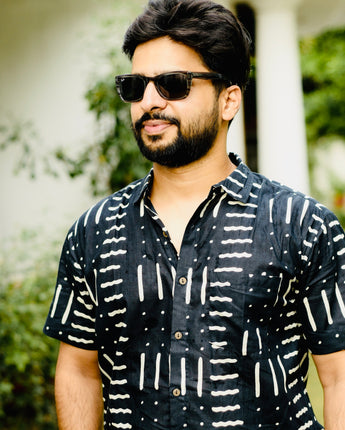 Party Shirt for Men | Black Party Waves | Pure Cotton