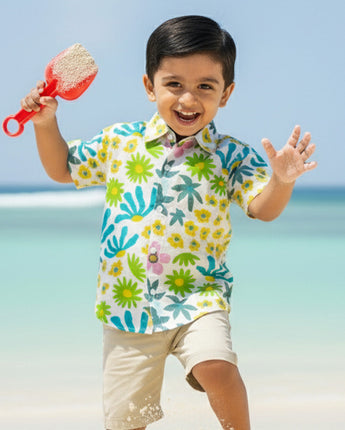 Blue Floral Shirt for Boys | Pure Cotton