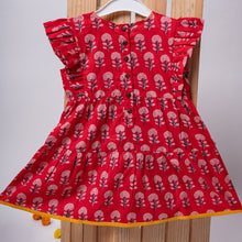 Load image into Gallery viewer, Cotton Girls Frock Red Boota
