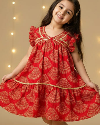 Red Bandhani dress for Girl | Pure Cotton