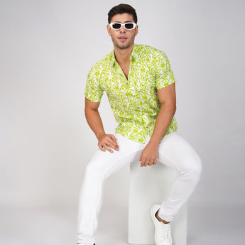 Tropical Shirt for Men| Green Forest | Pure Cotton