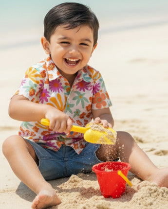 Orange Floral Shirt for Boys | Pure Cotton
