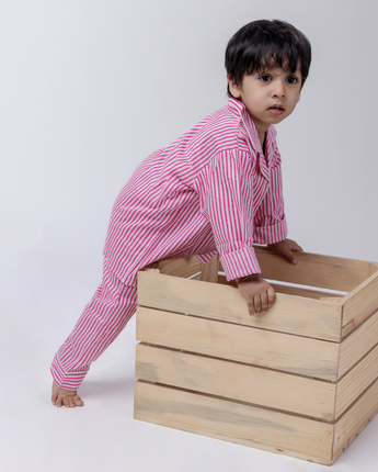 Sunday Stripes| Kids Nightsuit Set |Pure Cotton