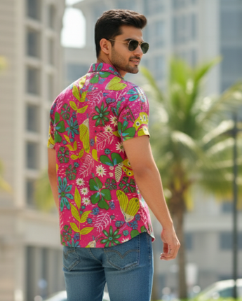 Vacation Mood Shirt for Men| Neon Garden | Pure Cotton