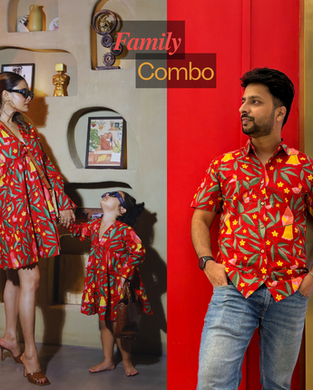 Red Bird| Family Twinning (Baby Girl): Match in Style! | Pure Cotton