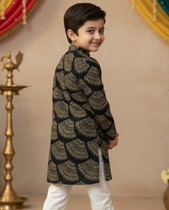 Black Bandhani Kurta Pajama Set for Boys| Pure Cotton