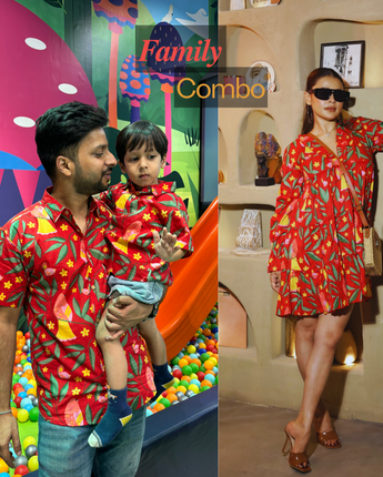 Red Bird| Family Twinning (Baby Boy): Match in Style! | Pure Cotton