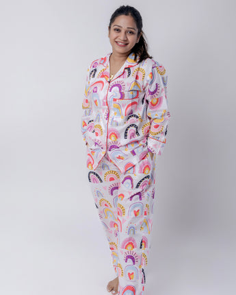 Over The Rainbow| Adult Nightsuit Set| Pure Cotton