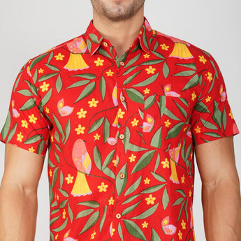 Holiday Shirt for Men| Red Bird| Pure Cotton