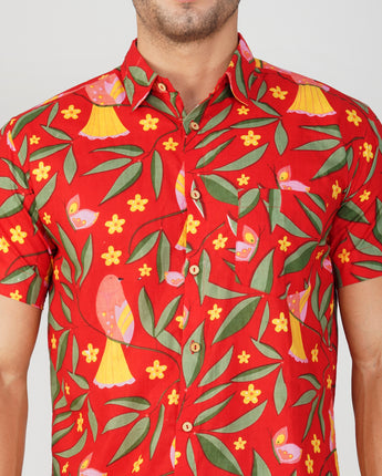 Holiday Shirt for Men| Red Bird| Pure Cotton