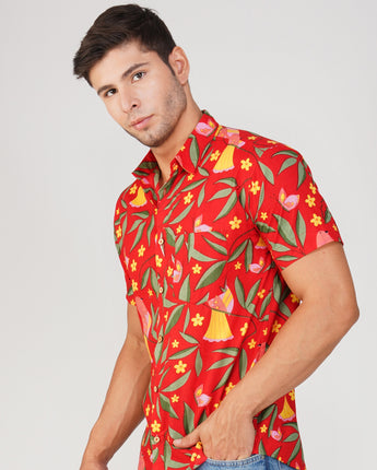 Holiday Shirt for Men| Red Bird| Pure Cotton