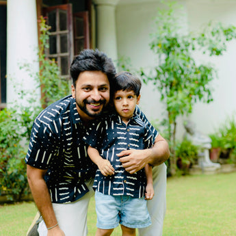 Cotton Party Wave Twinning Shirts for Father & Son: Match in Style!