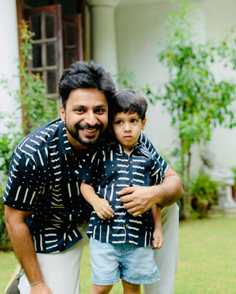 Cotton Party Wave Twinning Shirts for Father & Son: Match in Style!
