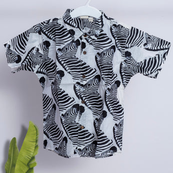 Cotton Zebra Print Twinning Shirts for Father & Son: Match in Style!